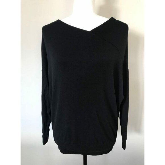 CAbi Fall Beals Top Size XS Style #3522 Black Soft Jersey Knit Asymmetrical Neck - Picture 2 of 9